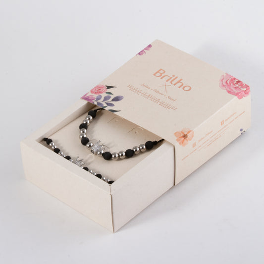 JUEGO DE PULSERA TEJIDA CORONA