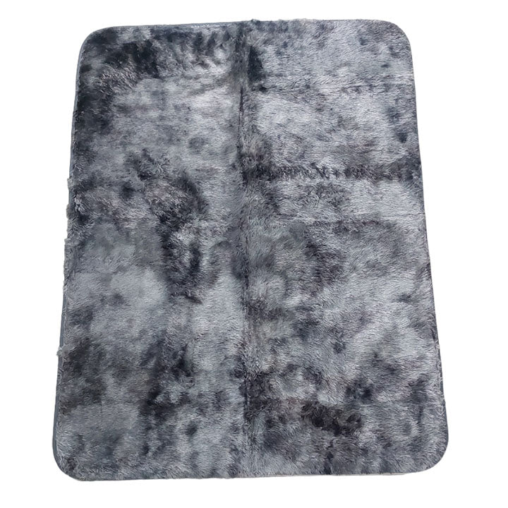 ALFOMBRAS TIPO PELUCHE GRIS/BLANCO SATINADO