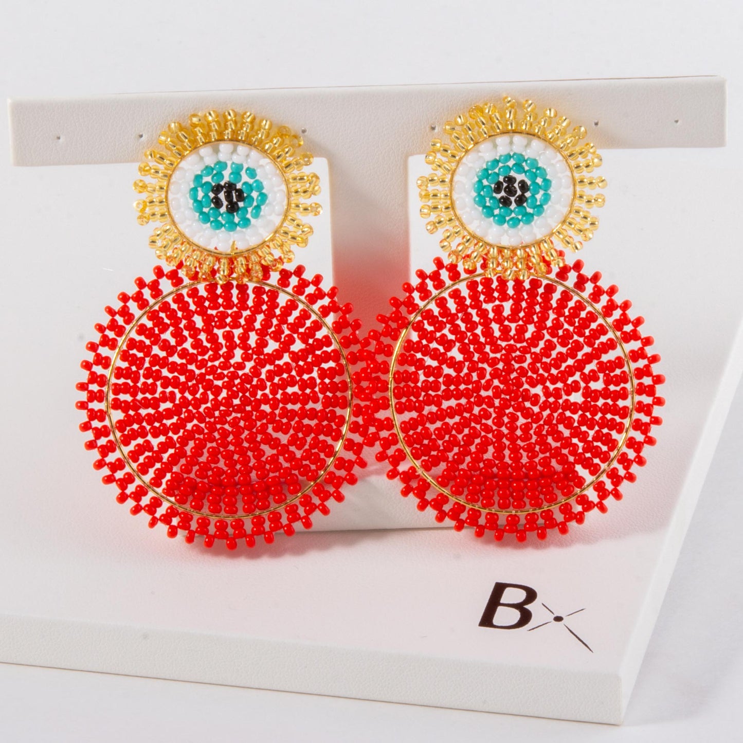 ARETES TEJIDO MOSTACILLA ROJOS